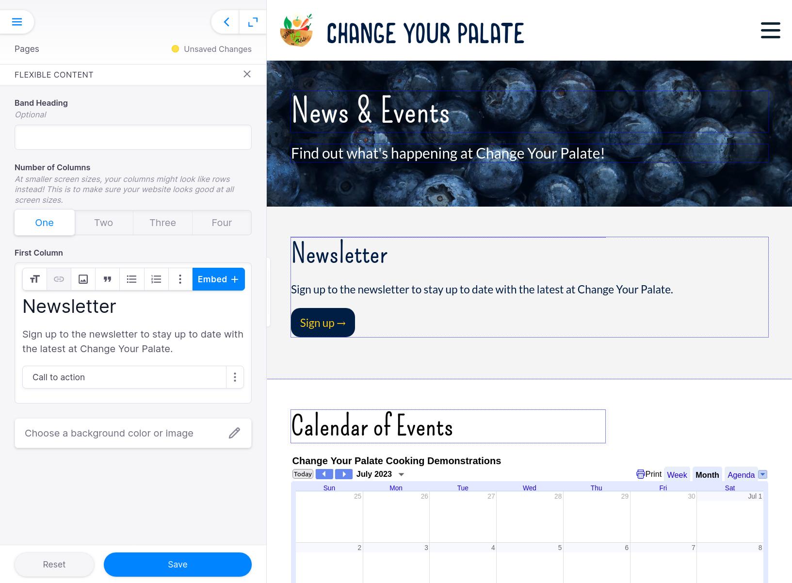 Screen capture of Change Your Palate editing experience