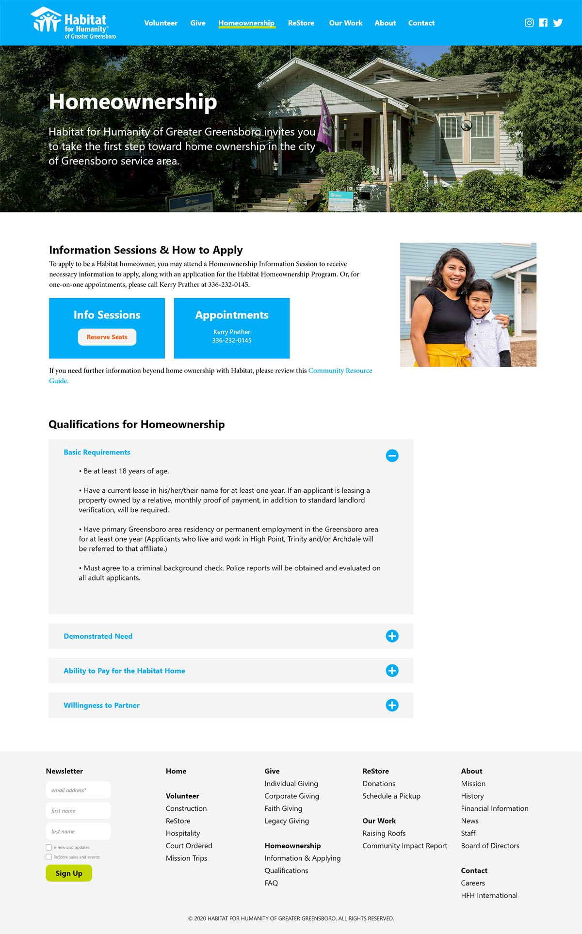 Habitat for Humanity Greensboro homeownership page design