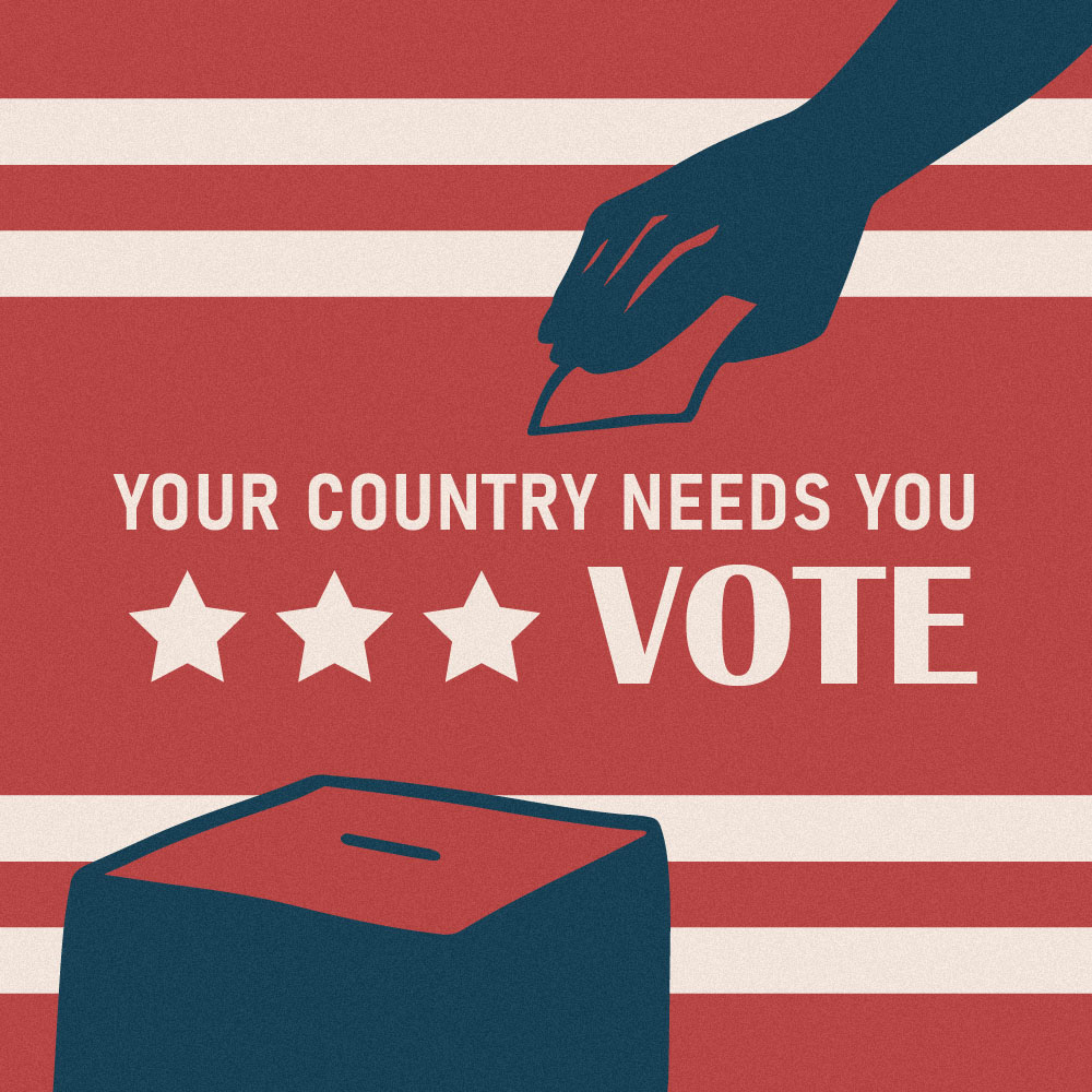 An Instagram post reading 'your country needs you - vote