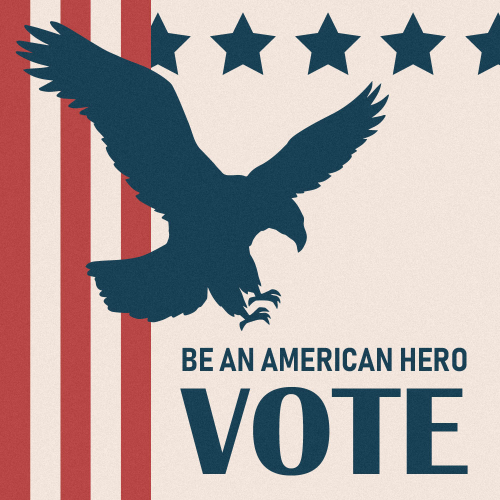 An instagram post reading 'Be an American hero - vote