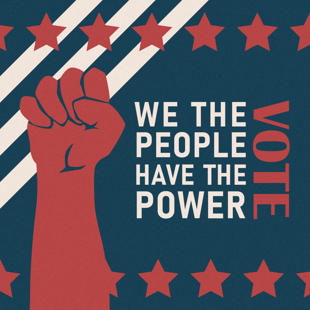 An instagram post reading 'we the people have the power - vote